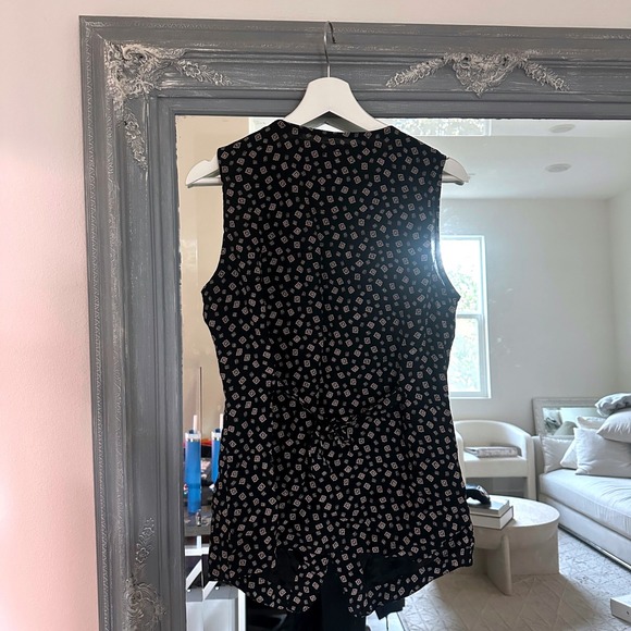 Vintage 90s HI Studio Floral Mother of Pearl Button Front Waist Tie Back Vest S - Picture 4 of 8